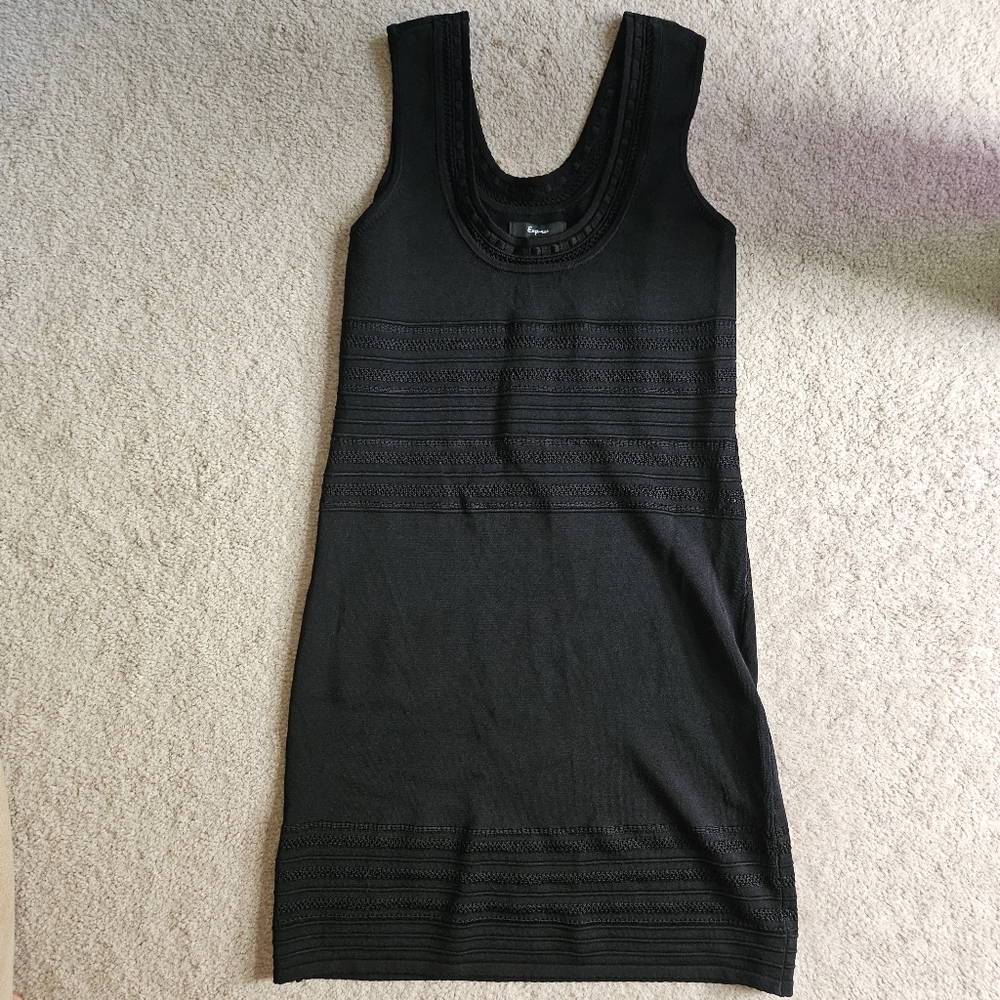 EXPRESS Fitted Black Lace Tank Dress
